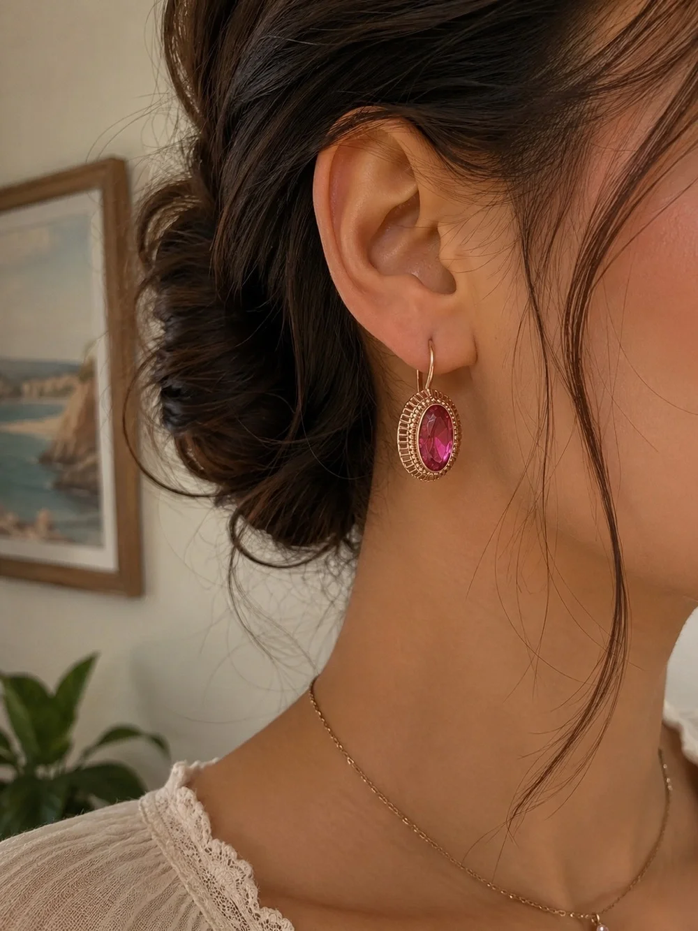Vintage Rouge Soleil Drop Earrings